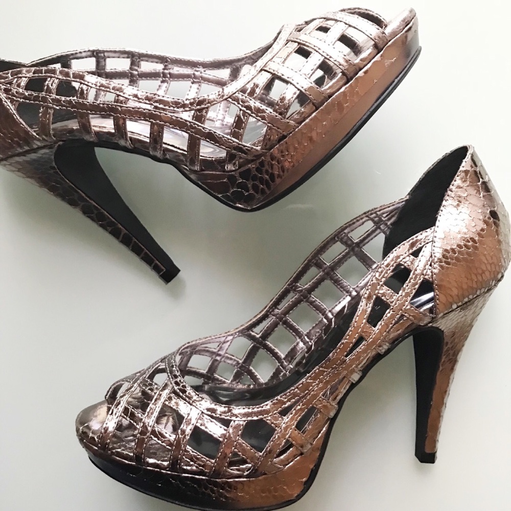 Chinese Laundry silver snakeskin metallic platform